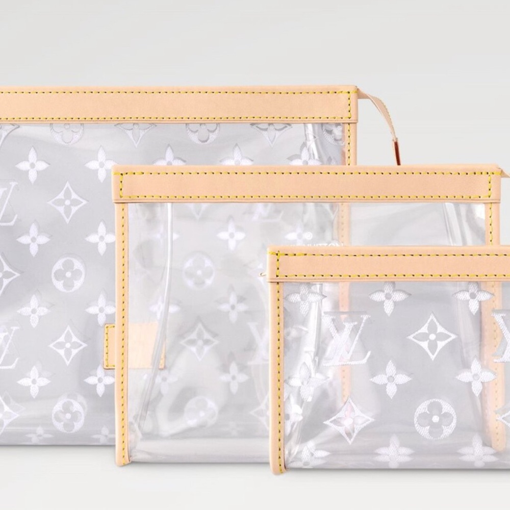 Stunning Louis Vuitton clear authentic rare 3 cosmetic cases with LV logo… - Picture 10 of 17